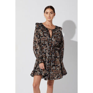 CLEOBELLA NWT Carolyn Paisley Long Sleeve Organic Cotton Mini Dress // XS